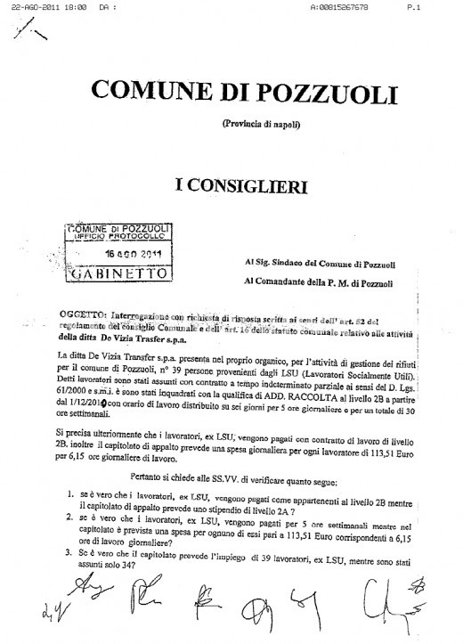 Il documento presentato dai 9 consiglieri
