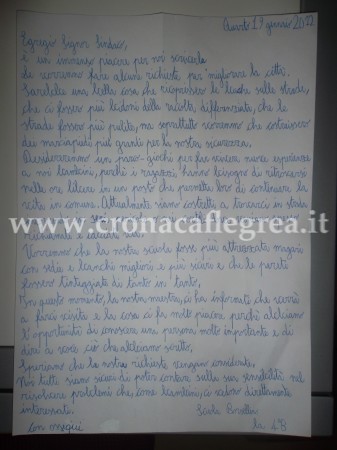 QUARTO/ Gli alunni dell’elementare “Borsellino” scrivono al Sindaco
