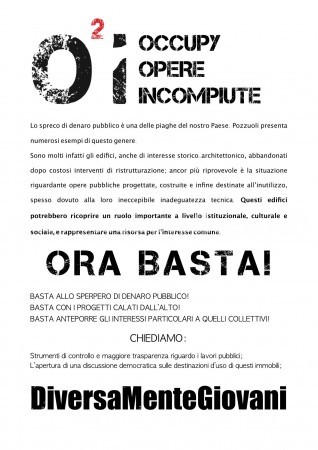 POZZUOLI/ “Occupy opere incompiute”: i “DiversaMenteGiovani” contro le lo spreco di denaro