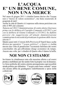 QUARTO/ Il centrosinistra si schiera a difesa dell’acqua pubblica