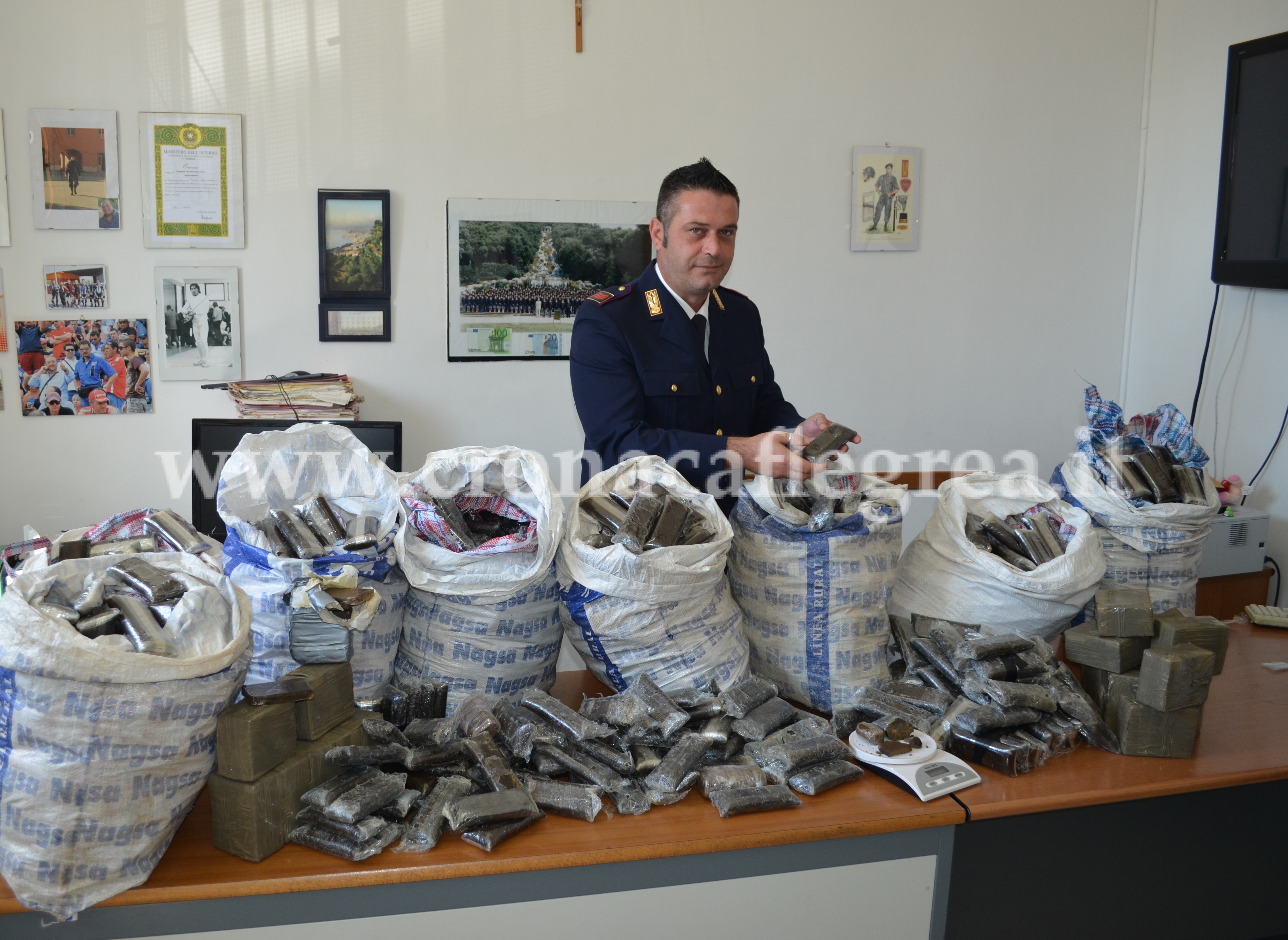 Maxi sequestro di droga: trovati in un cantina 400 chili di hashish del valore di 2 milioni di euro – LE FOTO