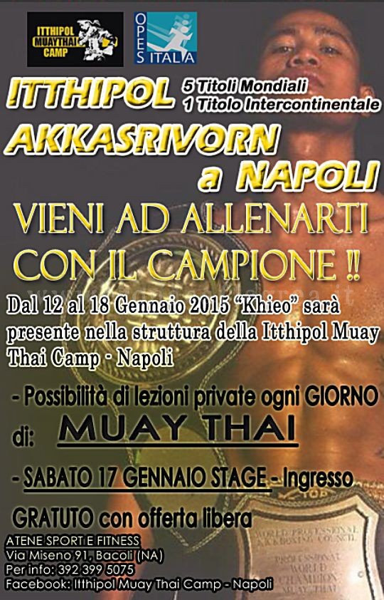 L’EVENTO/ Il pluricampione del mondo Khieo a Bacoli per insegnare l’arte della “Muay Thai”