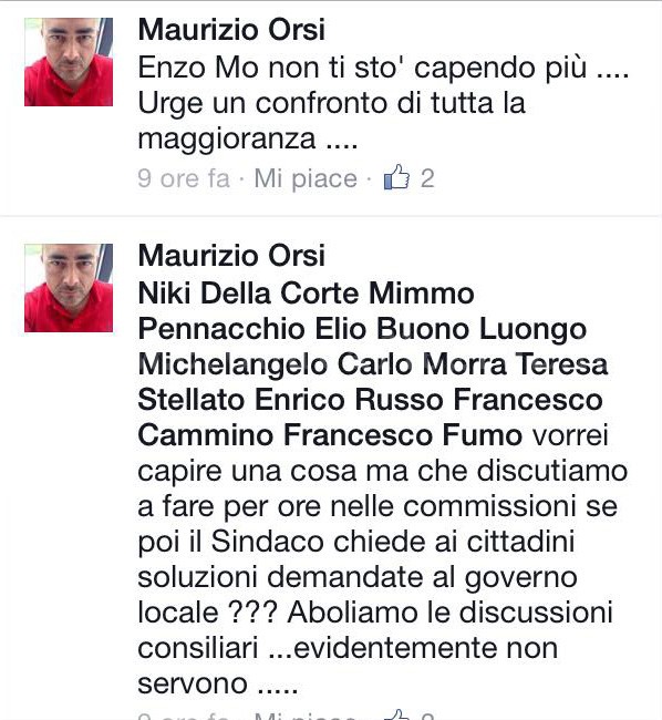 POZZUOLI/ Il Sindaco scrive ai cittadini e il consigliere sbotta: «Enzo non ti capisco»