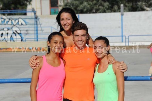 Le tre "stelline" con l'allenatrice Ludovica Renna
