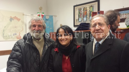 Da sinistra Giovanni Santoro, il sindaco Rosa Capuozzo e Gabriele Di Criscio