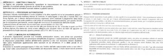 I due regolamenti identici,quello di Quarto a sinistra e quello di Opera a destra