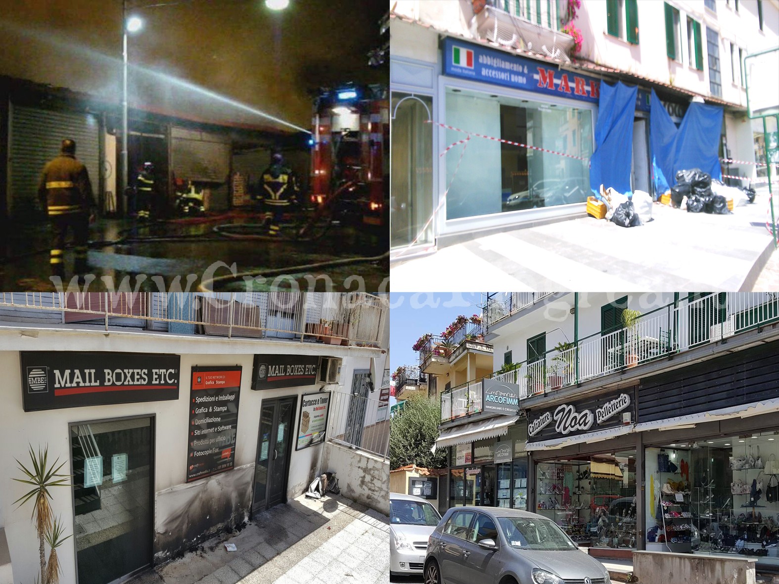 POZZUOLI/ Due negozi incendiati e uno danneggiato: l’ombra del racket sui commercianti? – LE FOTO