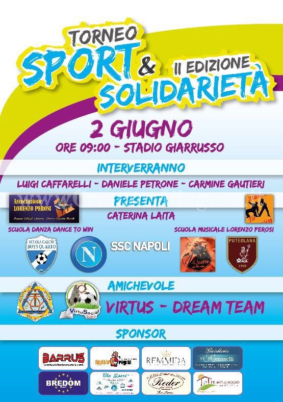 CALCIO/ Di scena a Quarto la seconda edizione del Torneo “Sport e Solidarietà”