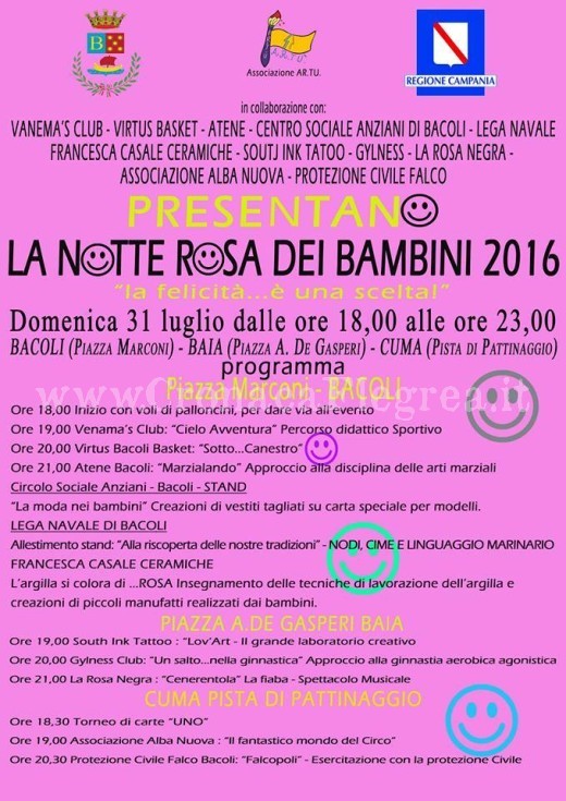 locandina notte rosa bambini