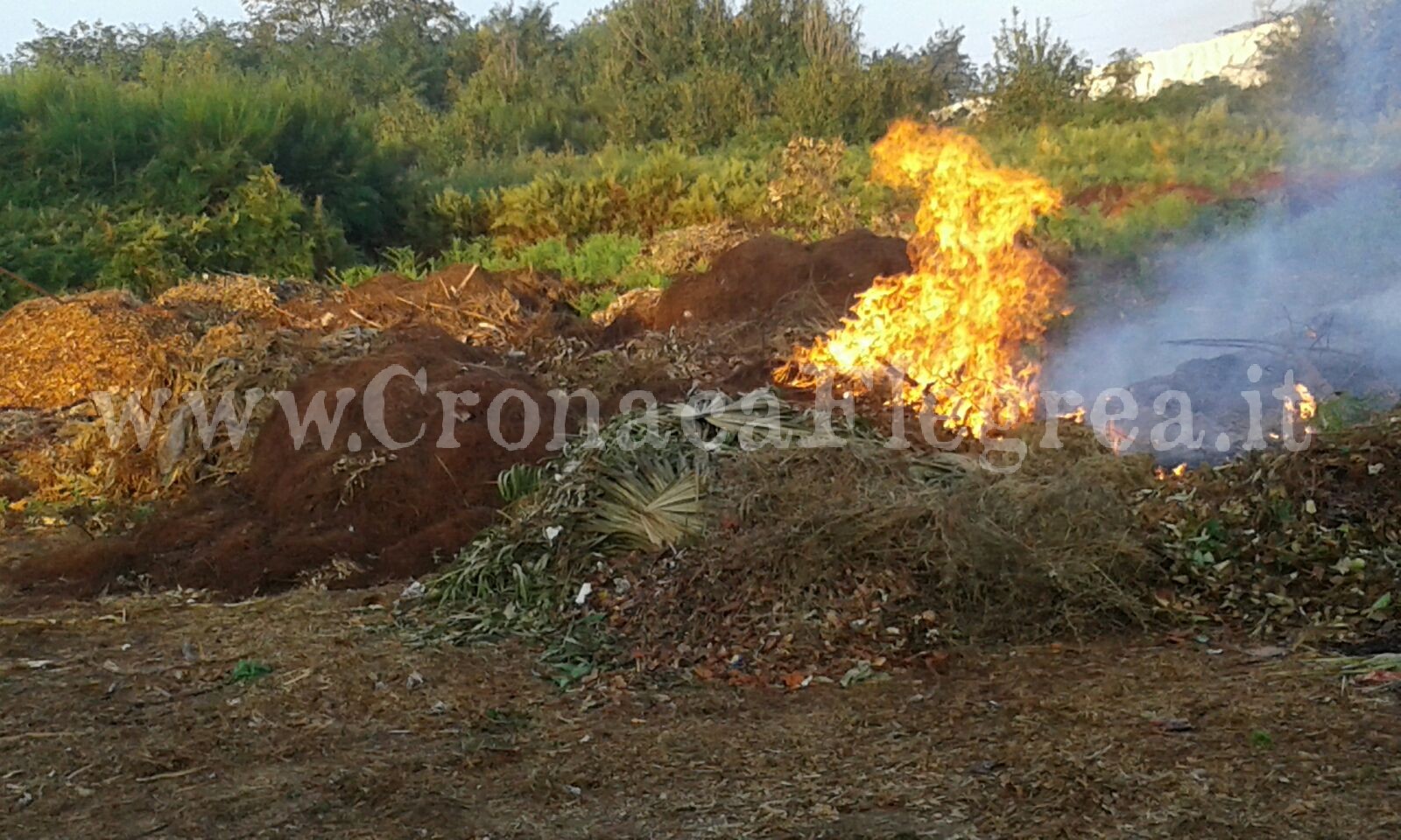 POZZUOLI/ Ancora incendi a Monterusciello, a fuoco lo sterrato in via De Curtis – LE FOTO