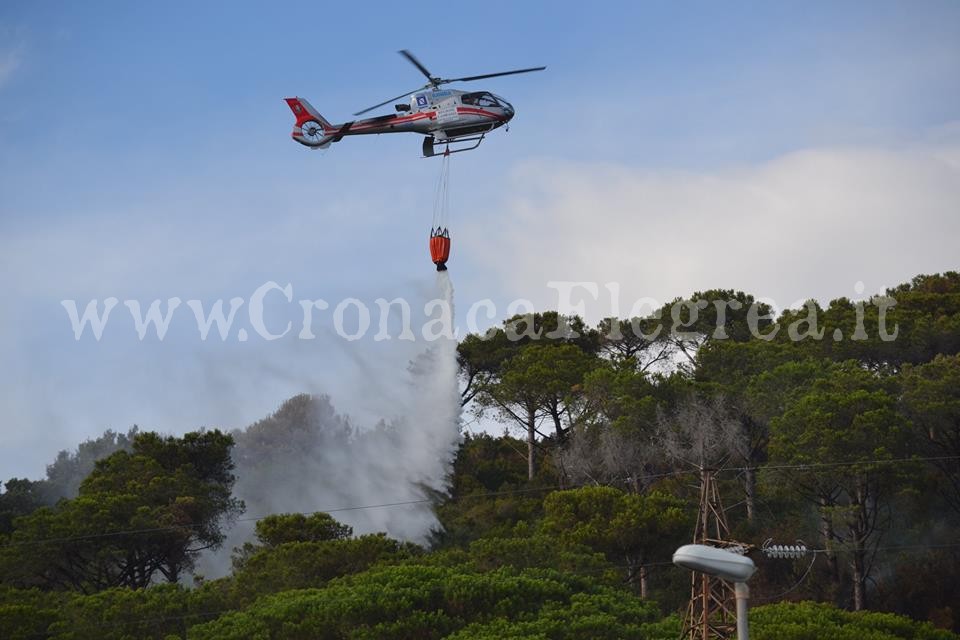 POZZUOLI/ Incendio sul Montenuovo, elicotteri in azione per spegnere le fiamme