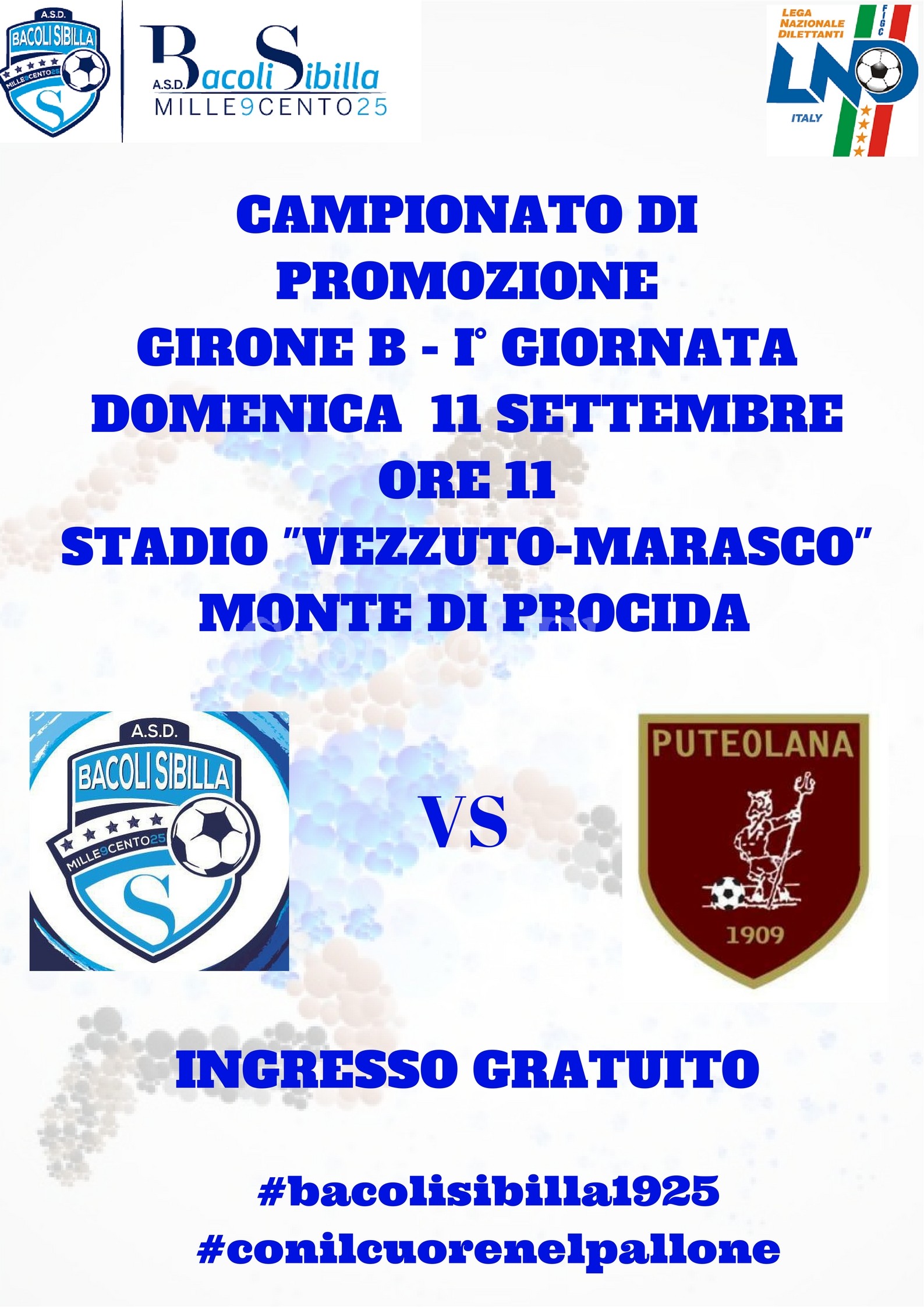 CALCIO/ Al via il Campionato di Promozione: si parte con il derby flegreo tra Bacoli Sibilla e Puteolana 1909