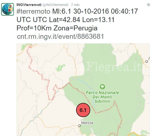 Scossa nel centro Italia, tremano anche i Campi Flegrei