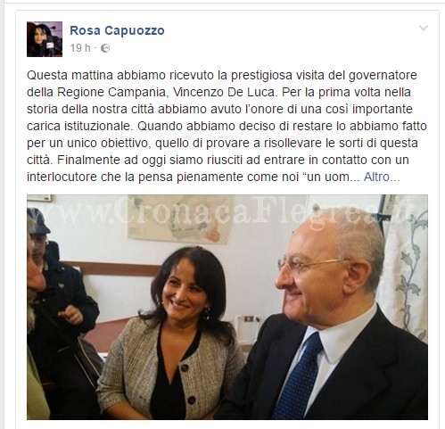 QUARTO/ Capuozzo scrive un post per De Luca ma viene ricoperta di insulti