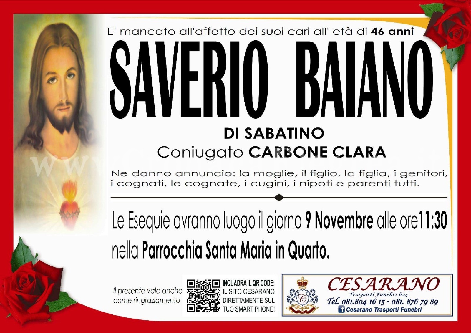 manifesto Saverio Baiano