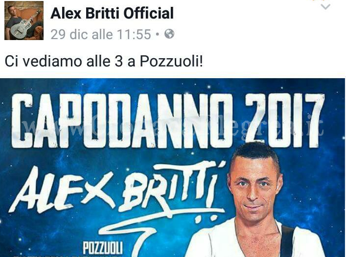 POZZUOLI/ Veglione di Capodanno: Alex Britti canterà alle 3