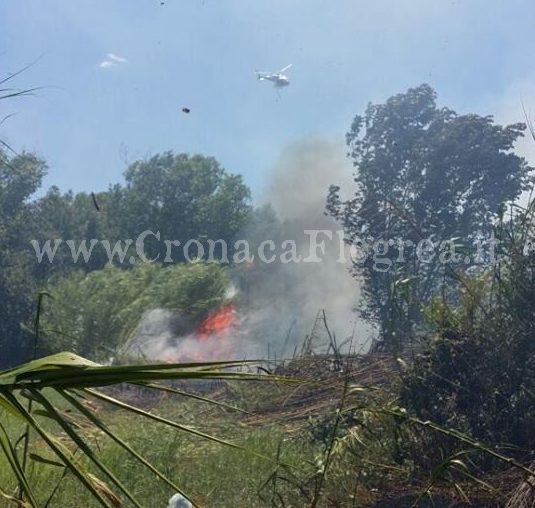 POZZUOLI/ Licola brucia ancora, elicotteri in azione per domare le fiamme – LE FOTO