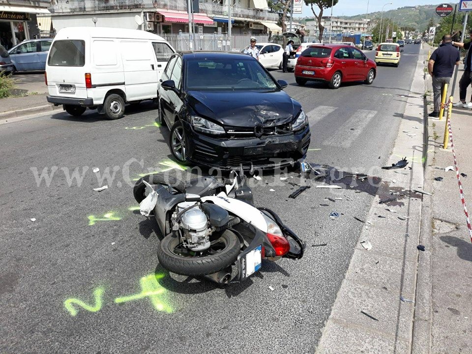 QUARTO/ Spaventoso incidente tra auto e moto: giovane in gravi condizioni – LE FOTO