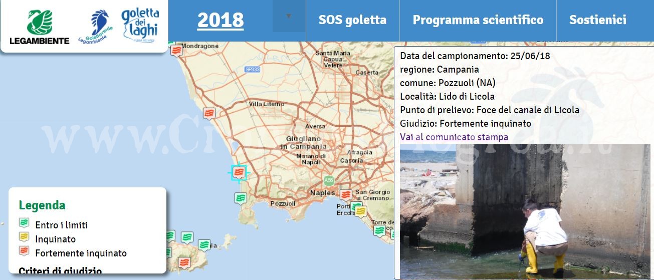 POZZUOLI/ Goletta Verde: per il nono anno consecutivo maglia nera per la foce di Licola