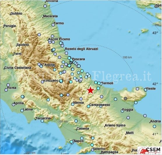 Scossa in Molise, tremano anche i Campi Flegrei