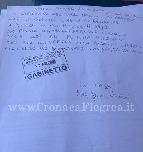 POZZUOLI/ Disoccupato rinuncia al sussidio REI «50 euro al mese sono un’umiliazione»