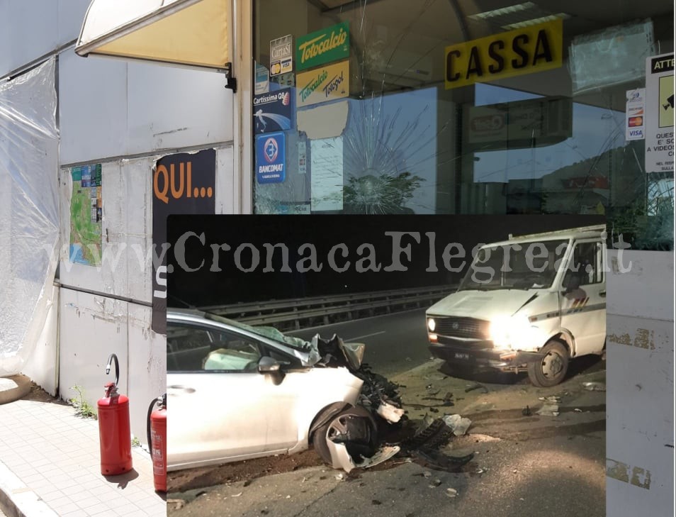 POZZUOLI/ Commando assalta bancomat della “Q8” con camion ariete e provoca un incidente – LE FOTO