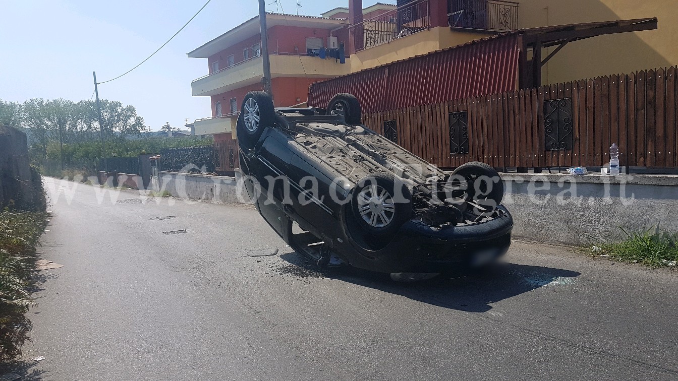 QUARTO/ Spettacolare incidente in via Seitolla, si ribalta un’auto: nessun ferito grave