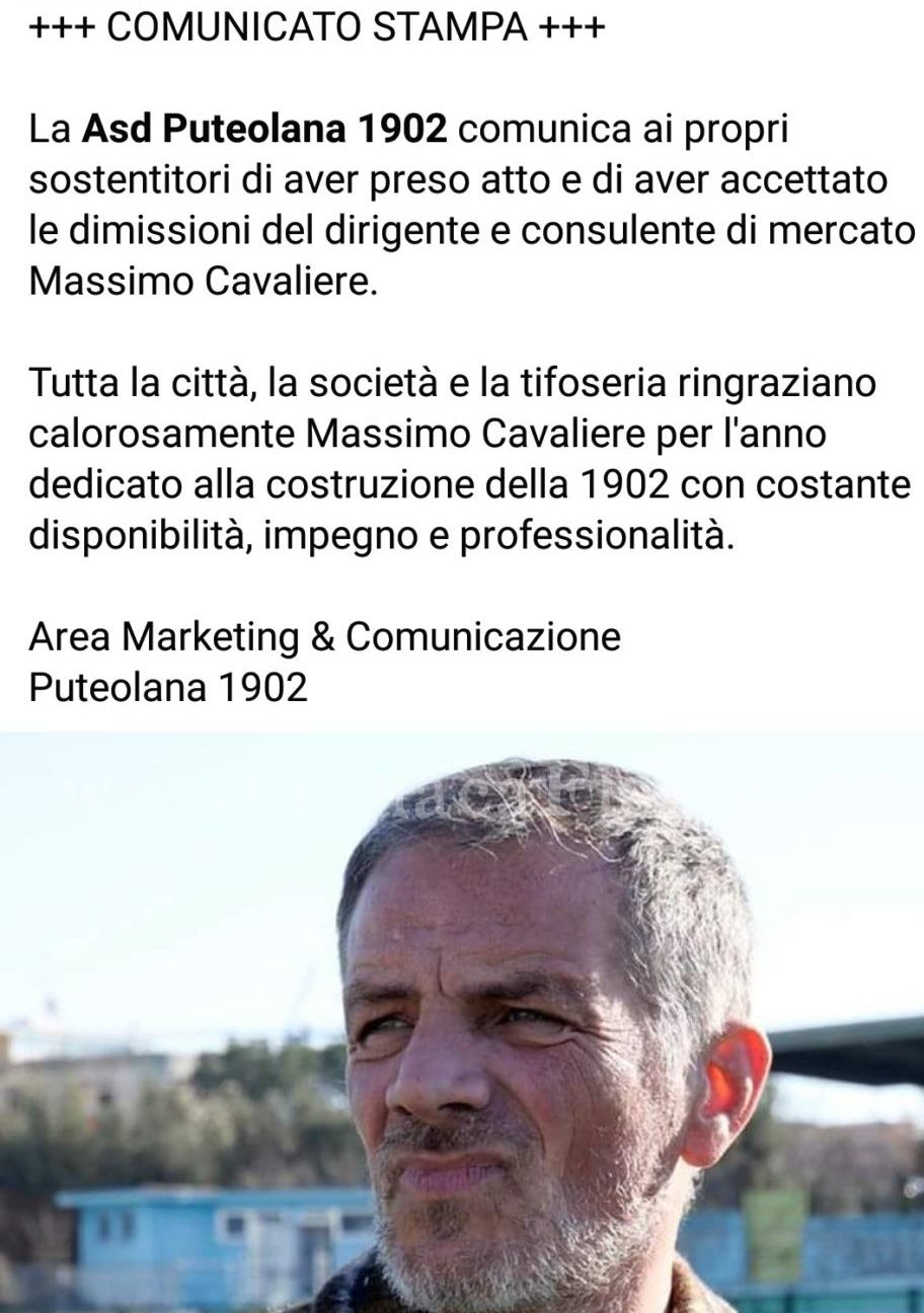 La Puteolana ufficializza le dimissioni del DS, poi cancella il post da Facebook. L’amarezza di Cavaliere: «Ho dato tutto per questi colori»