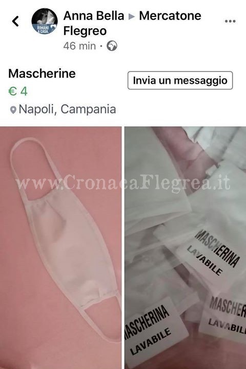 Coronavirus, mascherine di stoffa vendute a 4 euro sui mercatini Facebook – LE FOTO