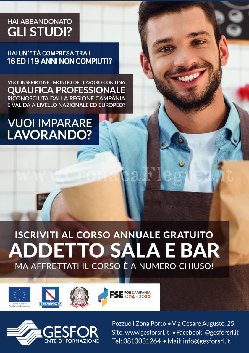 POZZUOLI/ Corsi gratuiti di addetto a sala e bar per i giovani