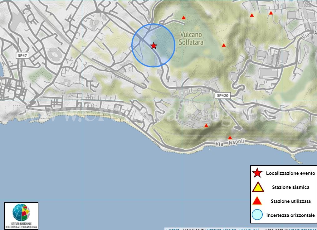 Boato e scossa di magnitudo 1.2 avvertita a Pozzuoli