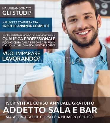 A Pozzuoli nuovi corsi gratuiti per operatori della ristorazione: a disposizione 20 posti per giovani dai 16 ai 19 anni