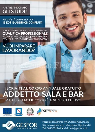 A Pozzuoli corsi gratuiti per “addetto sala e bar”