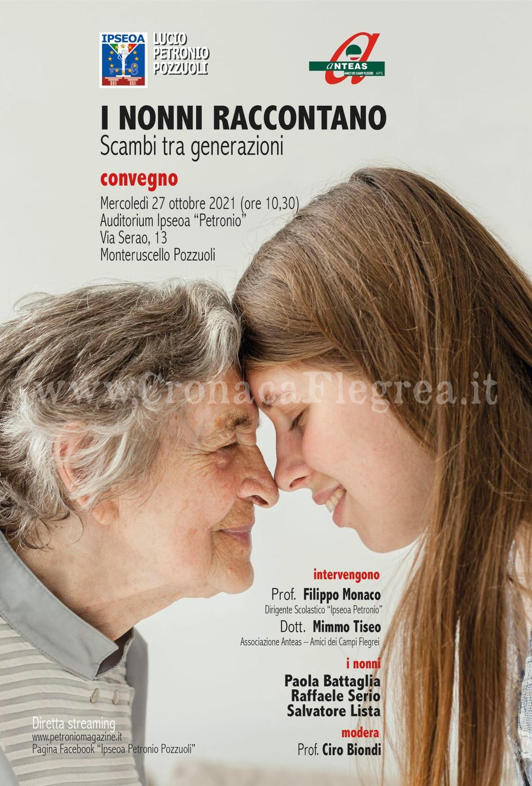 “I nonni raccontano. Scambi tra generazioni”: al Petronio di Pozzuoli l’iniziativa che mette insieme giovani e anziani