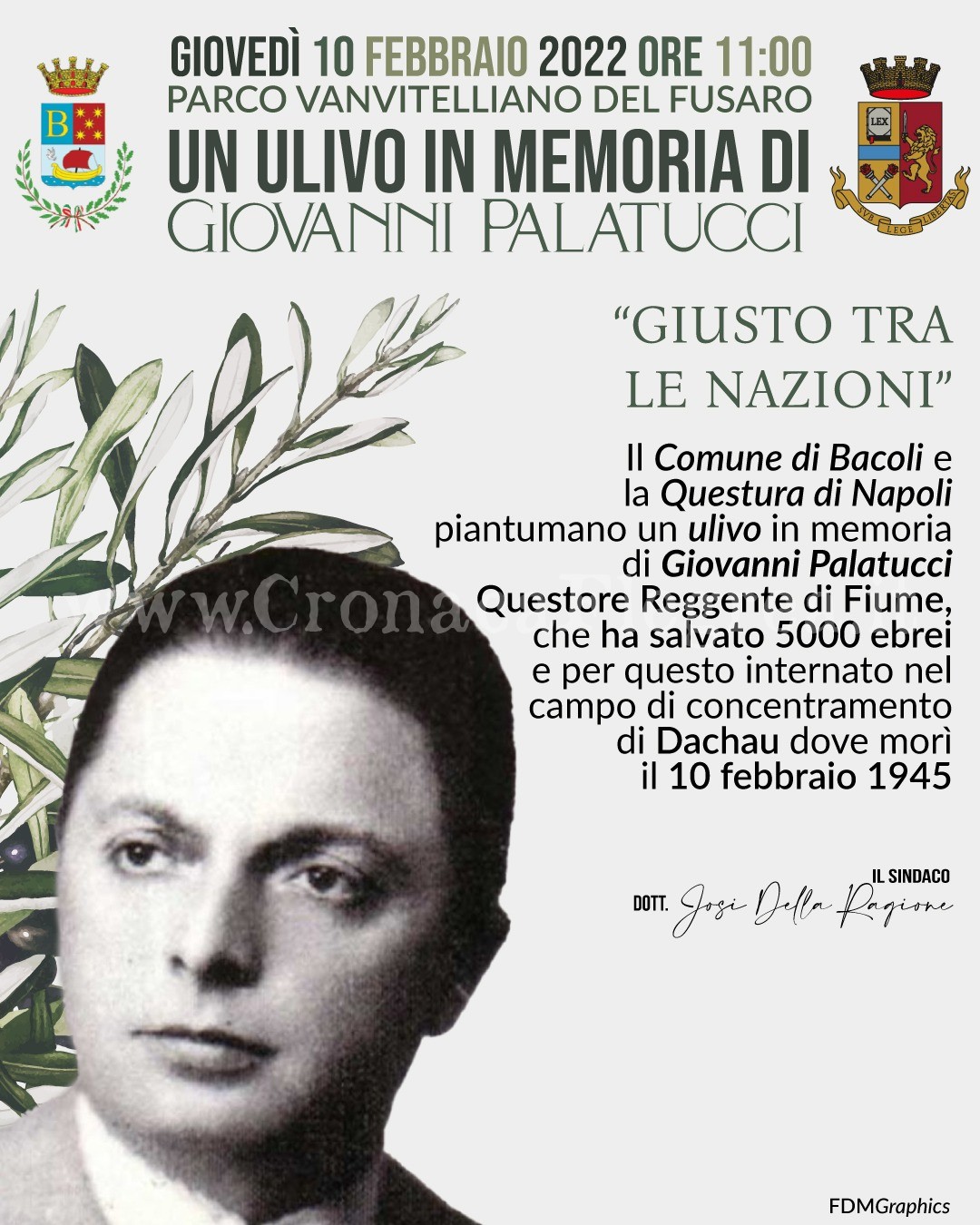 A Bacoli la cerimonia di piantumazione di un ulivo in memoria di Giovanni Palatucci