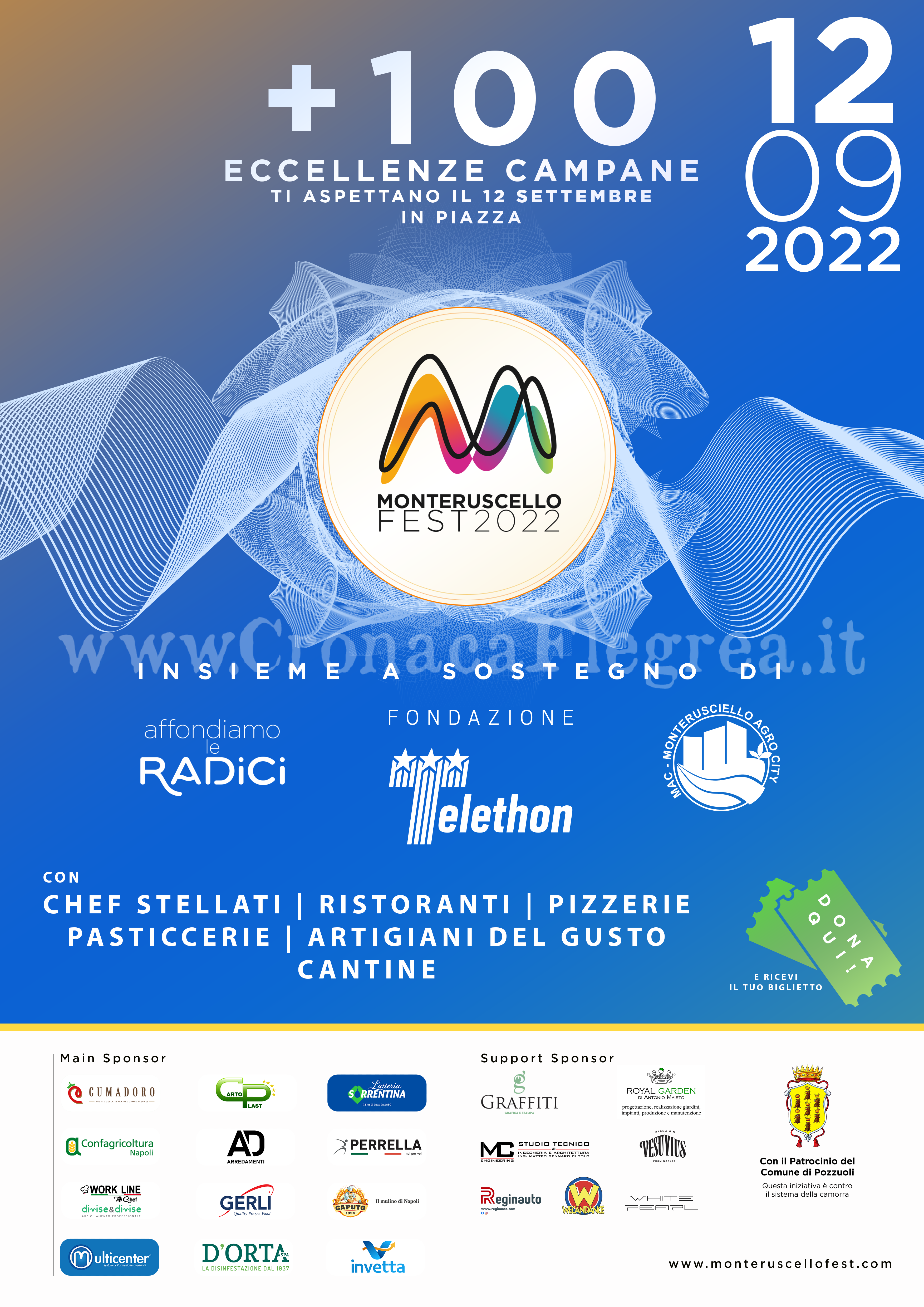 Monteruscello Fest: chef stellati e pizzaioli per sostenere la ricerca di Telethon e valorizzare i Campi Flegrei