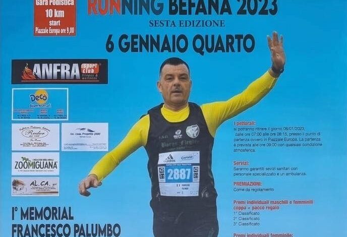 “Running Befana 2023”: domani a Quarto torna l’appuntamento con la gara podistica