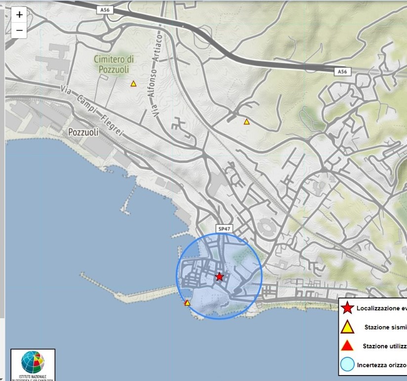 Sciame sismico in corso a Pozzuoli: la scossa più forte con epicentro nella villa comunale