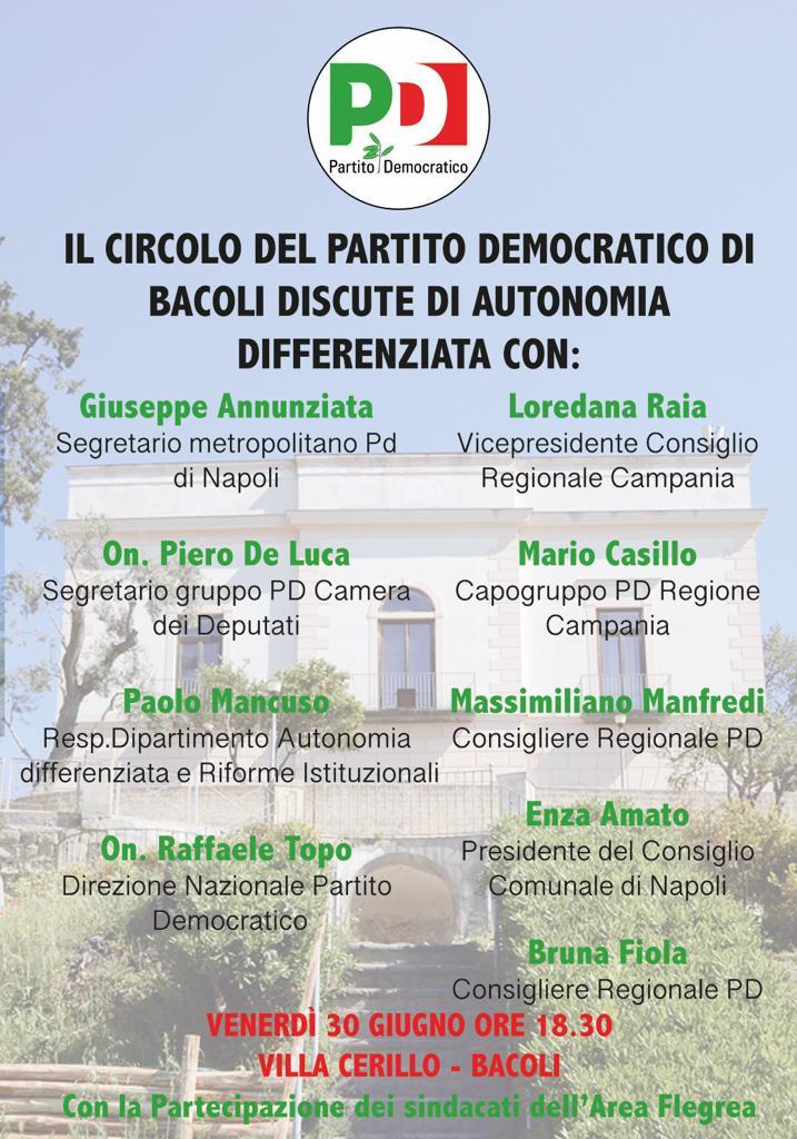 Autonomia differenziata, il Pd fa muro: oggi il convegno a Bacoli