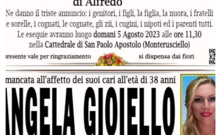 POZZUOLI/ Omicidio-suicidio: funerali separati per Angela e Tony a Monterusciello