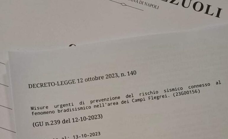 Bradisismo, da oggi in vigore il Decreto Legge Campi Flegrei