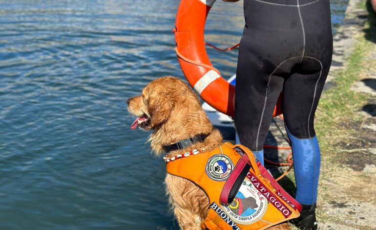 Cani da salvataggio in azione al Lago d’Averno per la campagna “Io non rischio” – LE FOTO