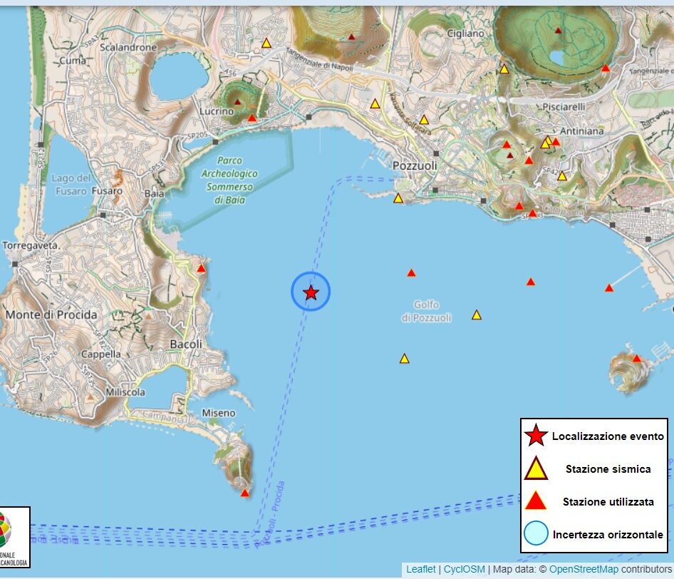 Torna a tremare la terra nei Campi Flegrei: scossa in mare a Pozzuoli