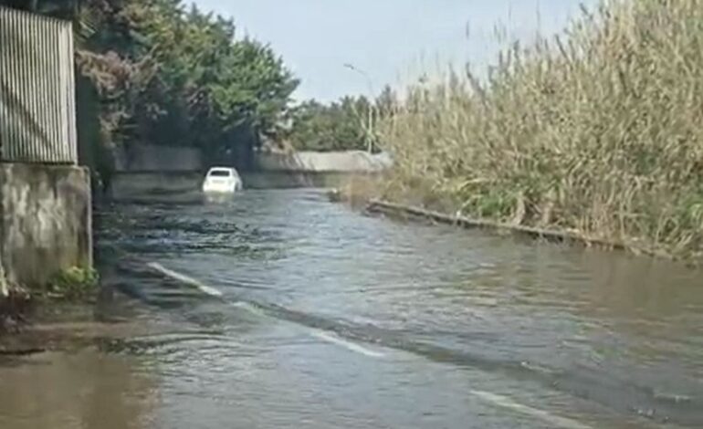 Strada allagata a Licola: fogna e aria infestata dalla forte puzza – LA FOTO