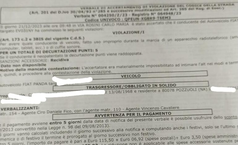 POZZUOLI/ «Multata perché mentre ero nel traffico ho ricevuto un messaggio da mia figlia disabile»