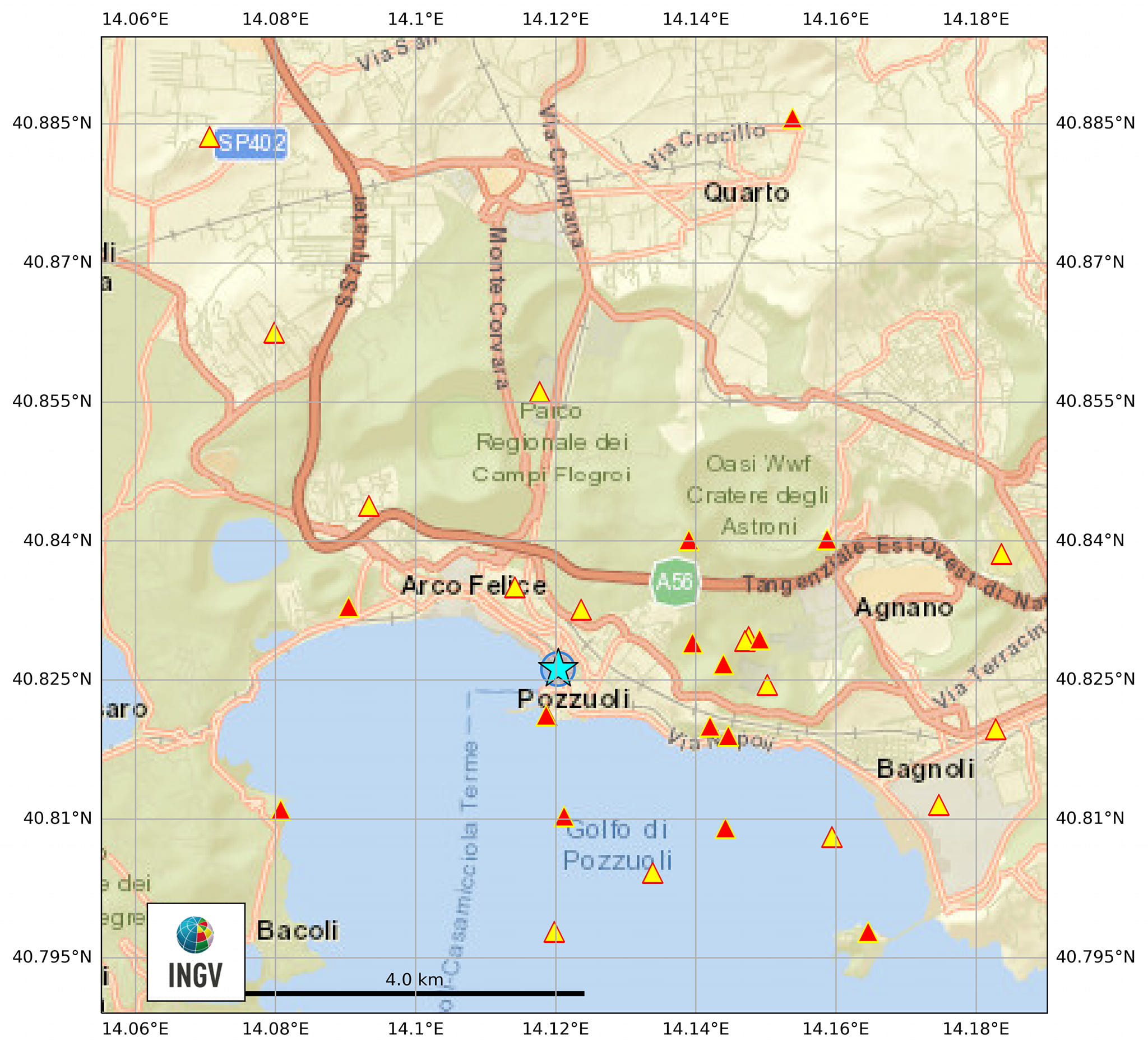 POZZUOLI/ Sciame sismico in corso: registrati finora 14 terremoti