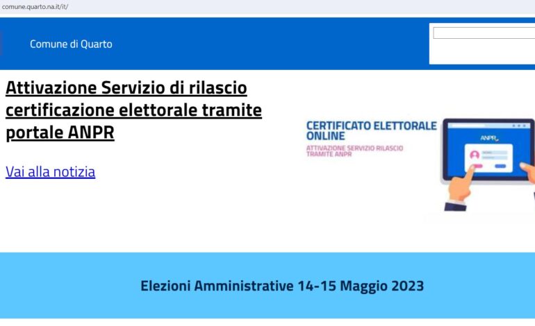 Il sito del comune di Quarto si è “fermato” al 2023