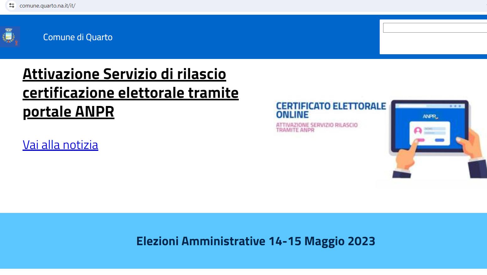 Il sito del comune di Quarto si è “fermato” al 2023