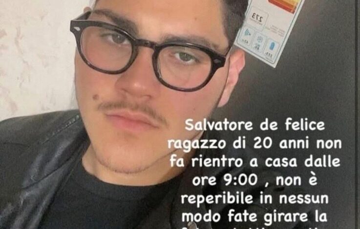 Sparito da Pozzuoli: ore di apprensione per il 20enne Salvatore De Felice