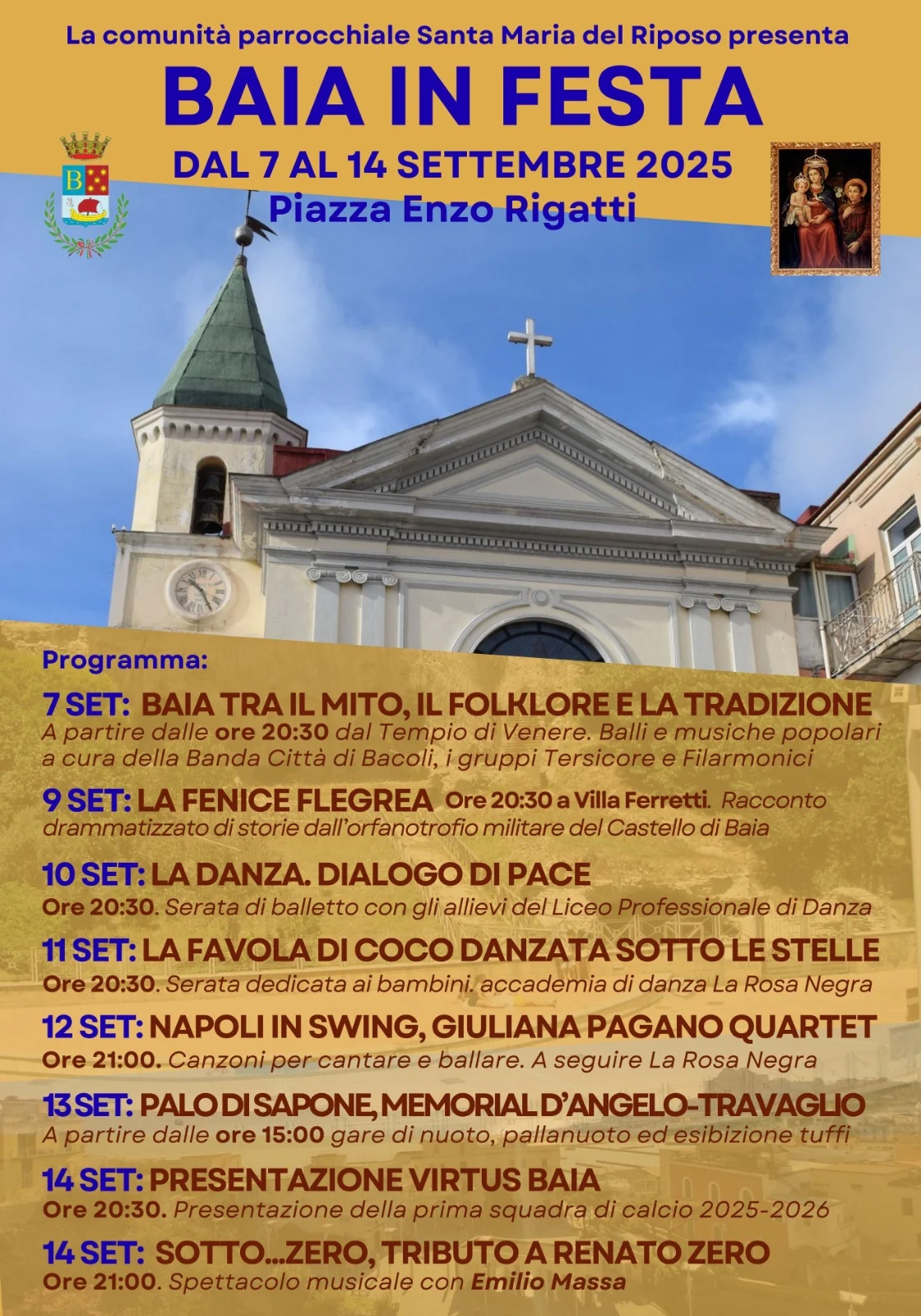 Festa di Santa Maria del Riposo a Baia, il programma degli eventi